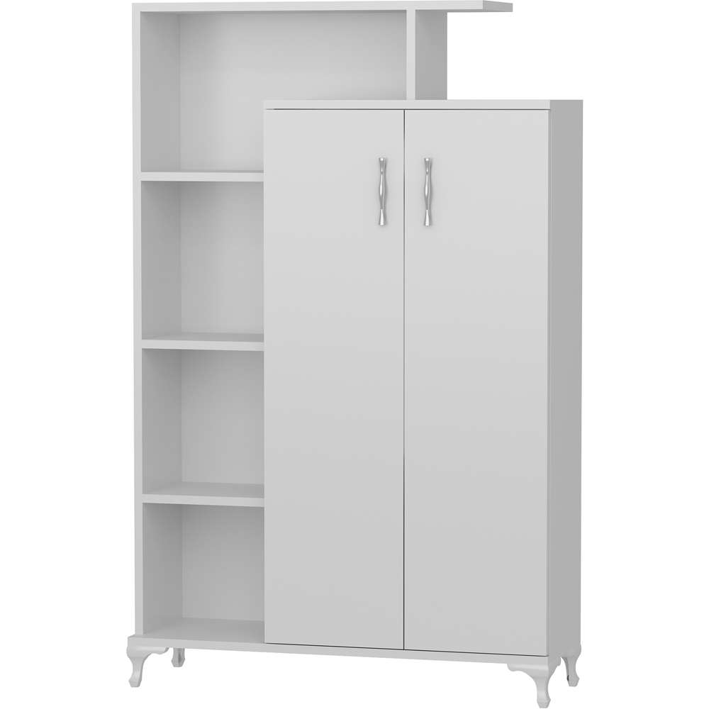 Decorotika Gupse 2 Door 4 Shelf White Storage Cabinet Image 5