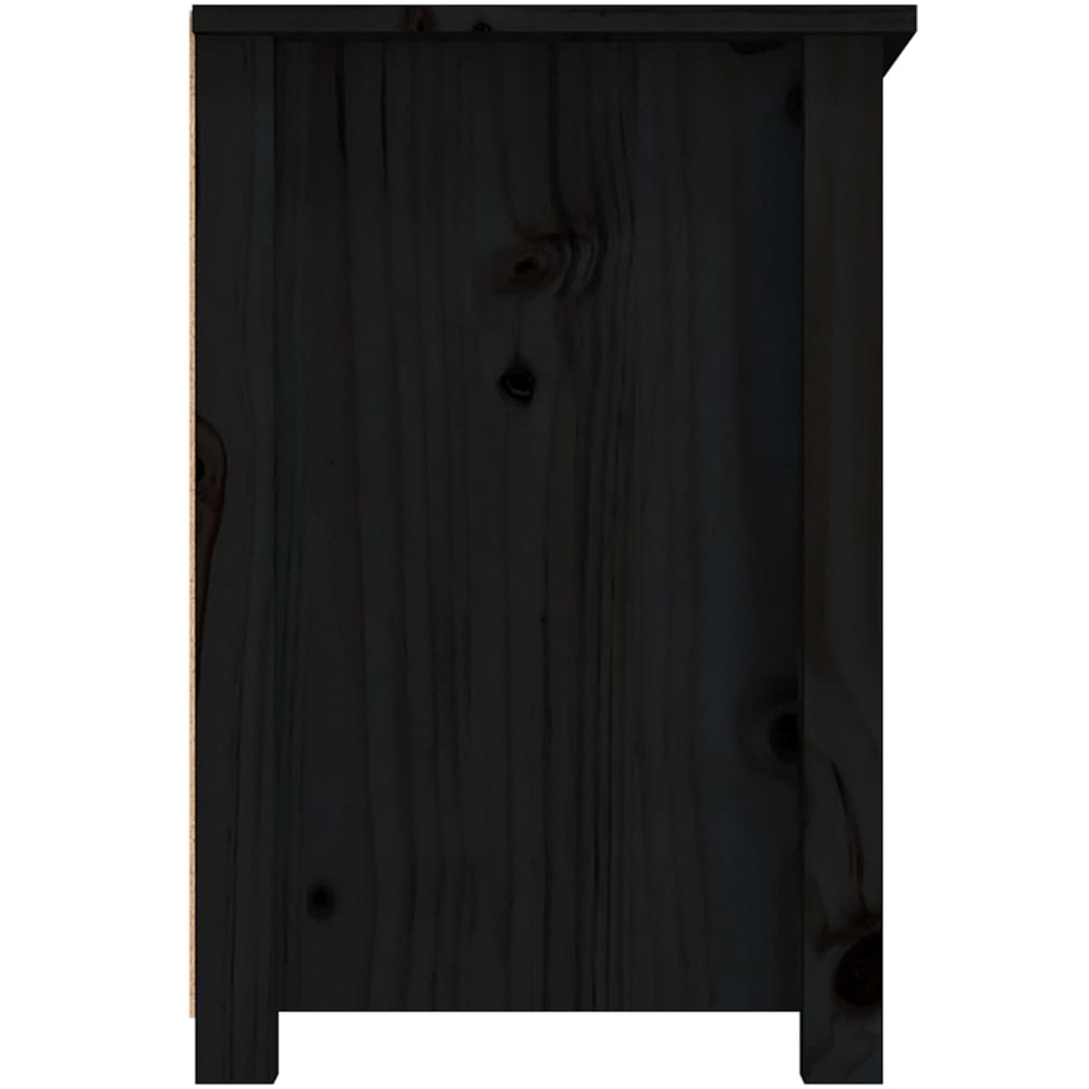 vidaXL 2 Drawer Single Shelf Black Solid Pine Wood TV Cabinet Image 6