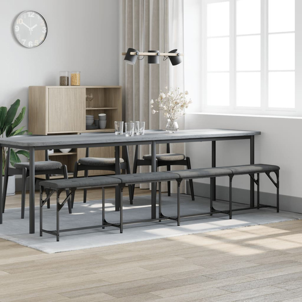 vidaXL 4 Seater Dark Grey Steel and Fabric Dining Bench Image 6