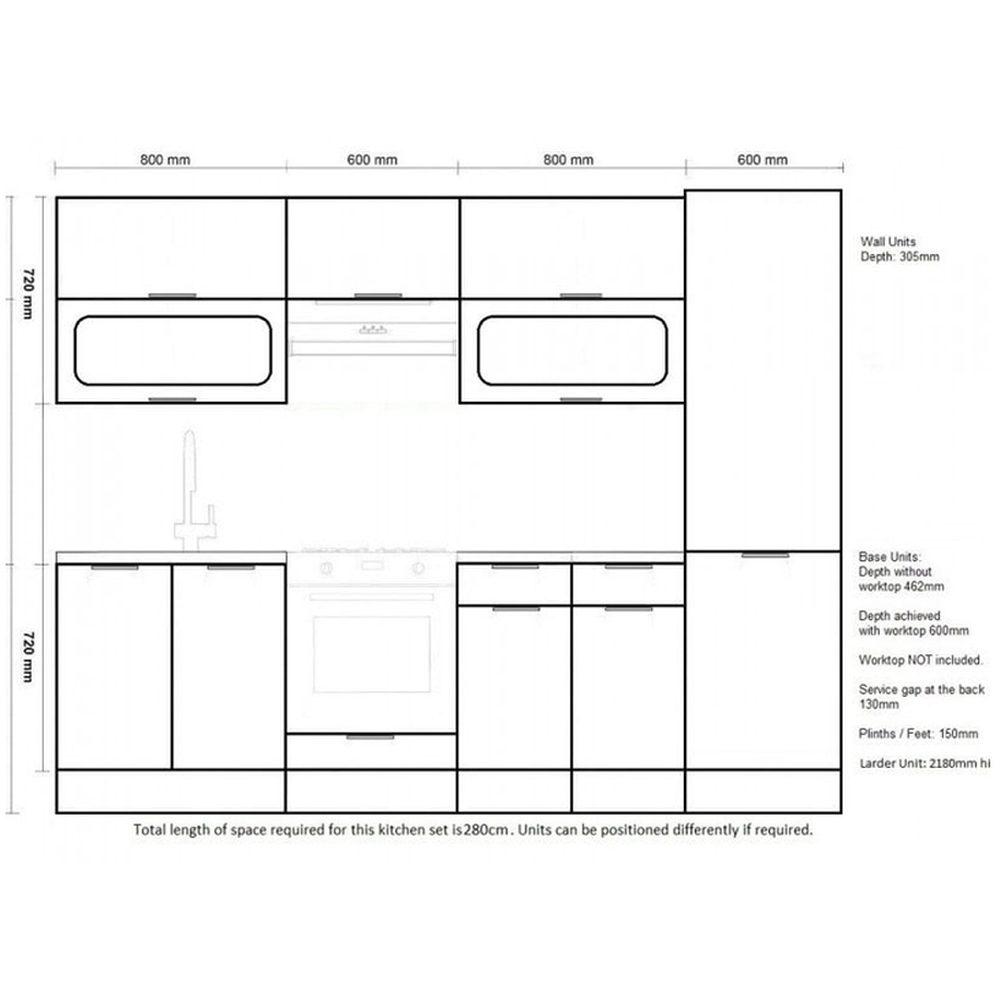 Impact Furniture Star Light Grey Gloss Star Kitchen Cabinet Set of 8 Image 3