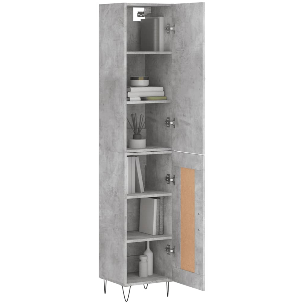 vidaXL 2 Door Concrete Grey Tall Highboard with Metal Legs Image 3