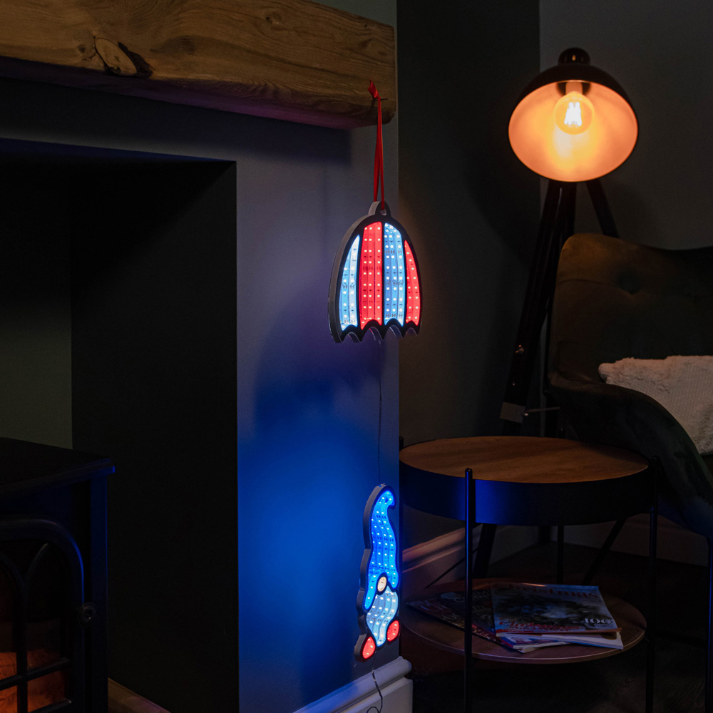 Premier Multicolour LED Light Up Parachuting Christmas Gonk Hanging Infinity Light Decoration 60cm Image 9