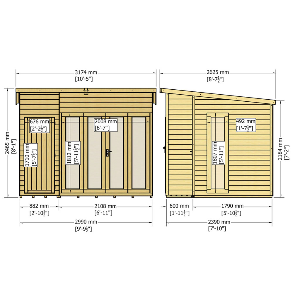 Shire Aster 10 x 8ft Double Door Contemporary Summerhouse Image 5