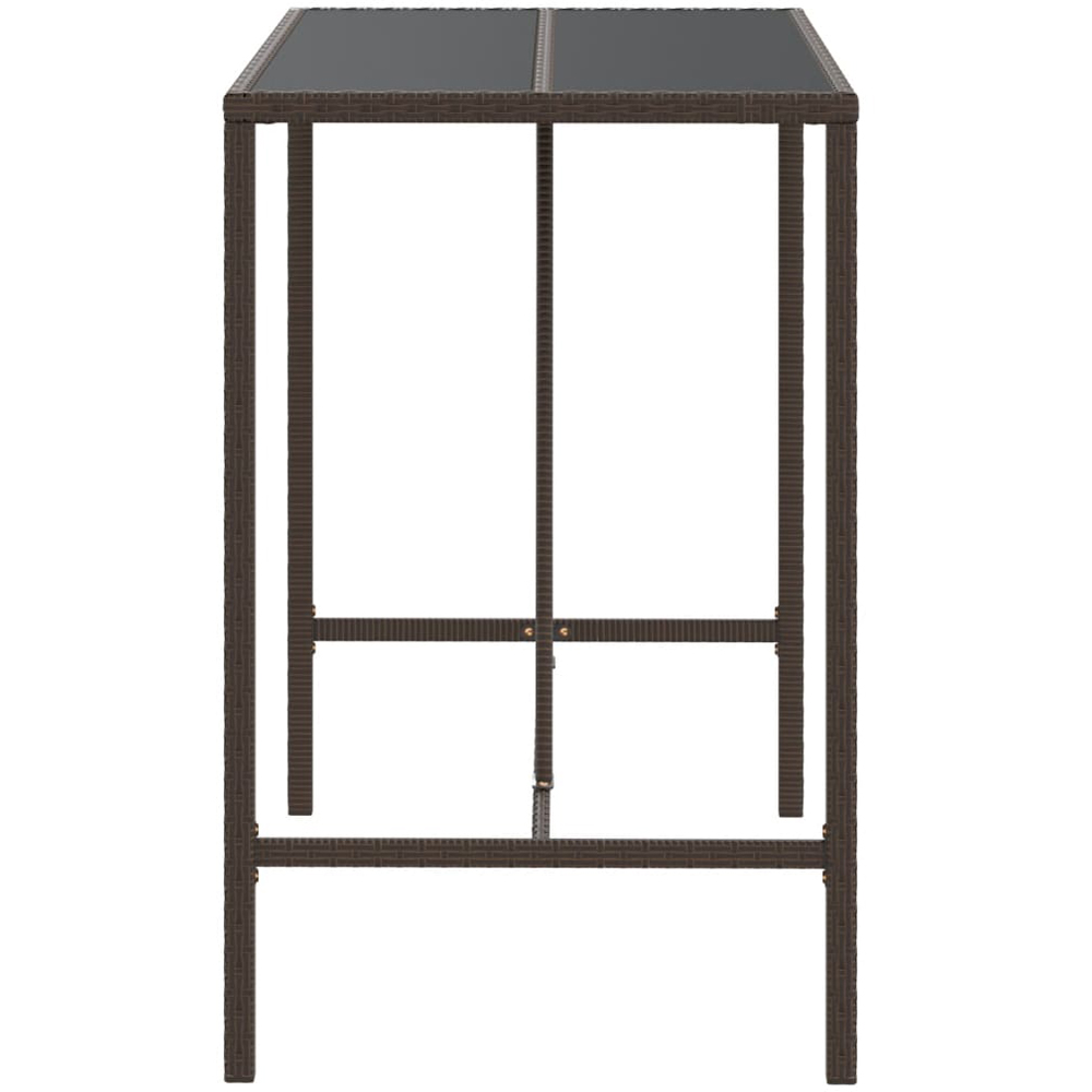 vidaXL Brown Polyrattan Glass Top Bar Table 110 x 70 x 110cm Image 3