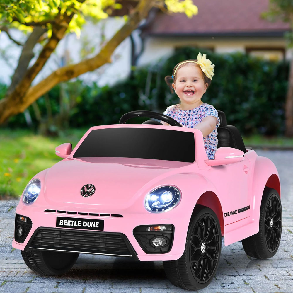 Costway Pink Volkswagen Beetle Electric Kids Ride On Car Image 2
