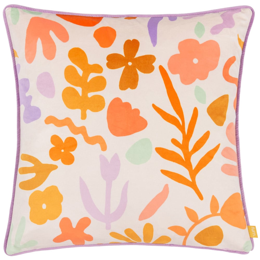furn. Amelie Doodles Floral Velvet Cushion Image 1