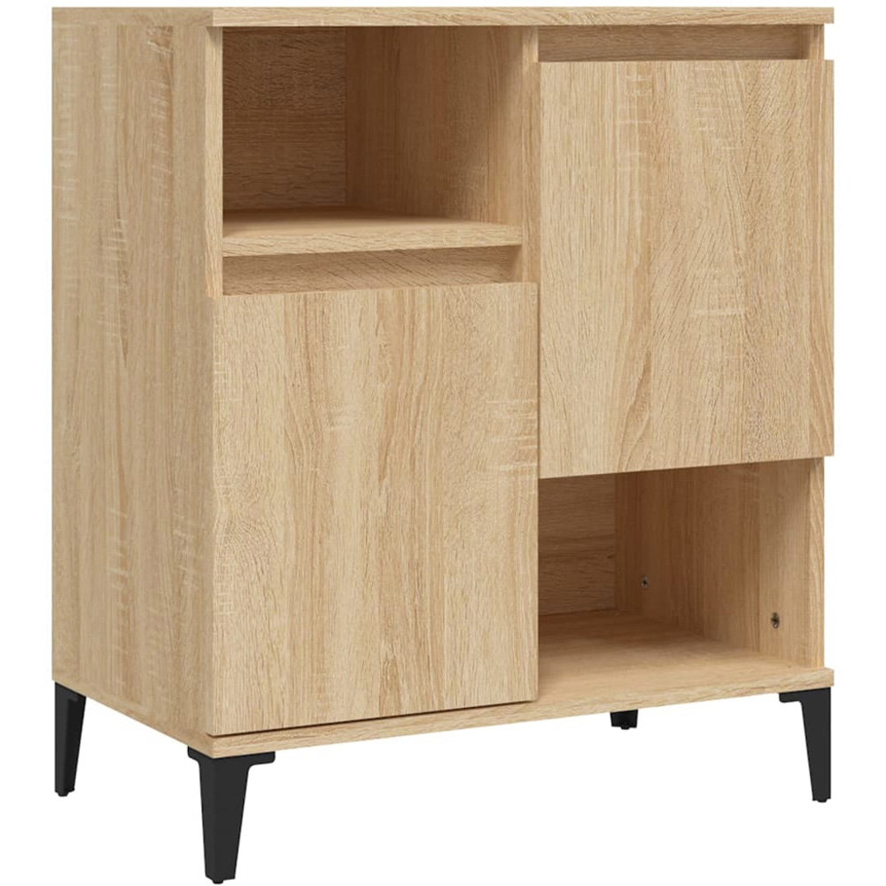 vidaXL 2 Door 2 Open Shelf Sonoma Oak Sideboard with Metal Legs Image 2