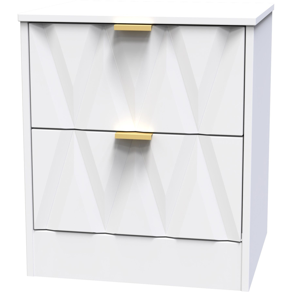 Crowndale Las Vegas 2 Drawer White Matt Bedside Table Ready Assembled Image 2
