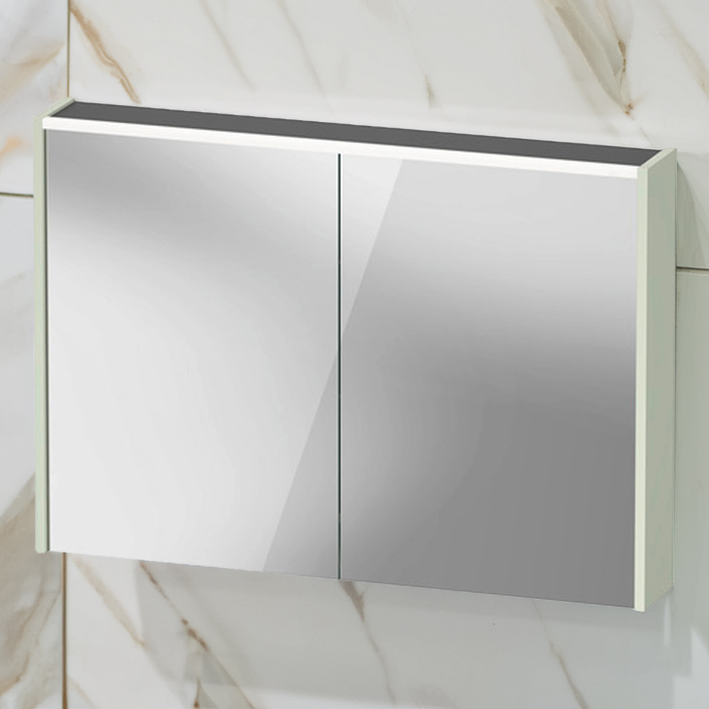 Duravit D-Code 2 Door Pale Green Illuminated Mirror Cabinet 1000 x 700mm Image 1