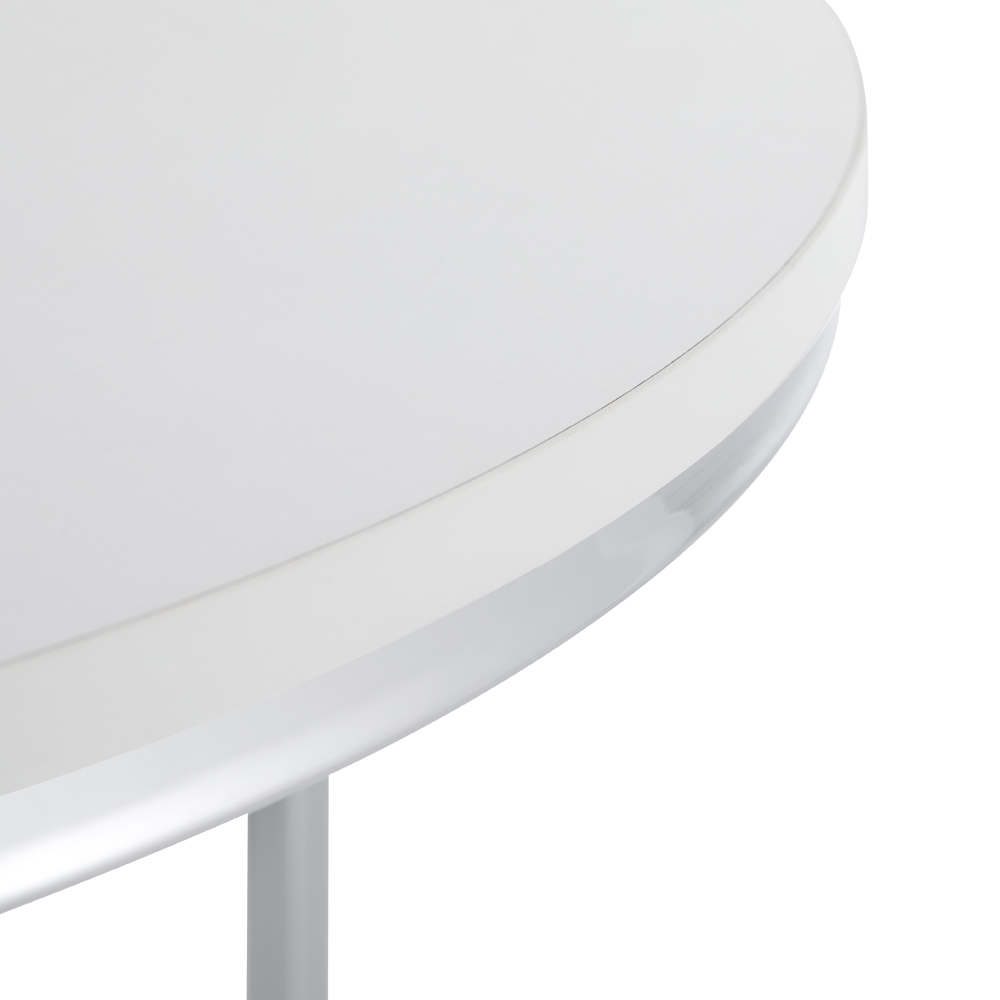 Circular Coffee Table With Silver Metal Frame and Wood White Tabletop Image 4