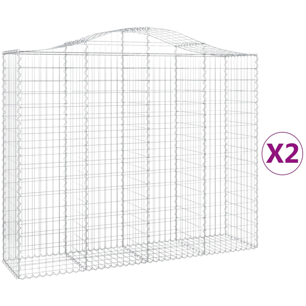 vidaXL Silver Galvanised Iron Gabion Basket 200 x 50 x 160/180cm 2 Pack Image 4