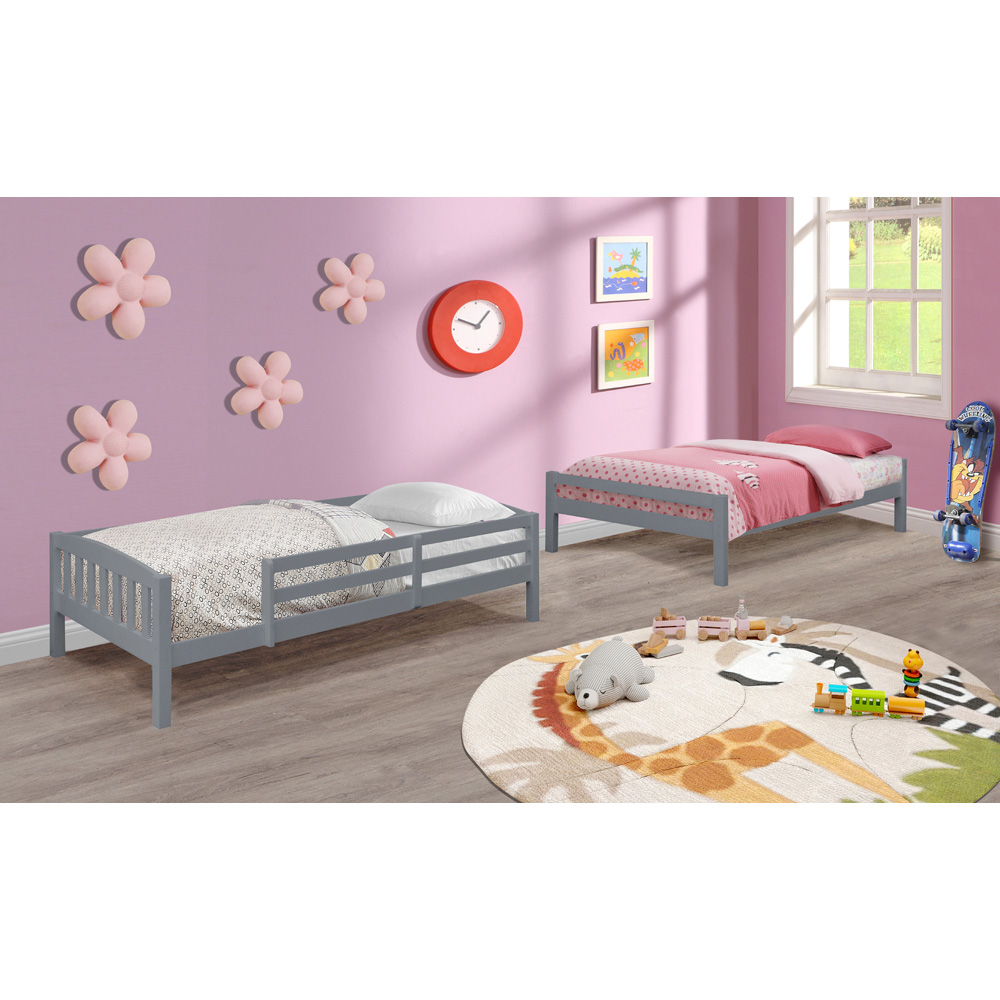 Comfy Living Grey Detachable Wooden Bunk Bed Image 3