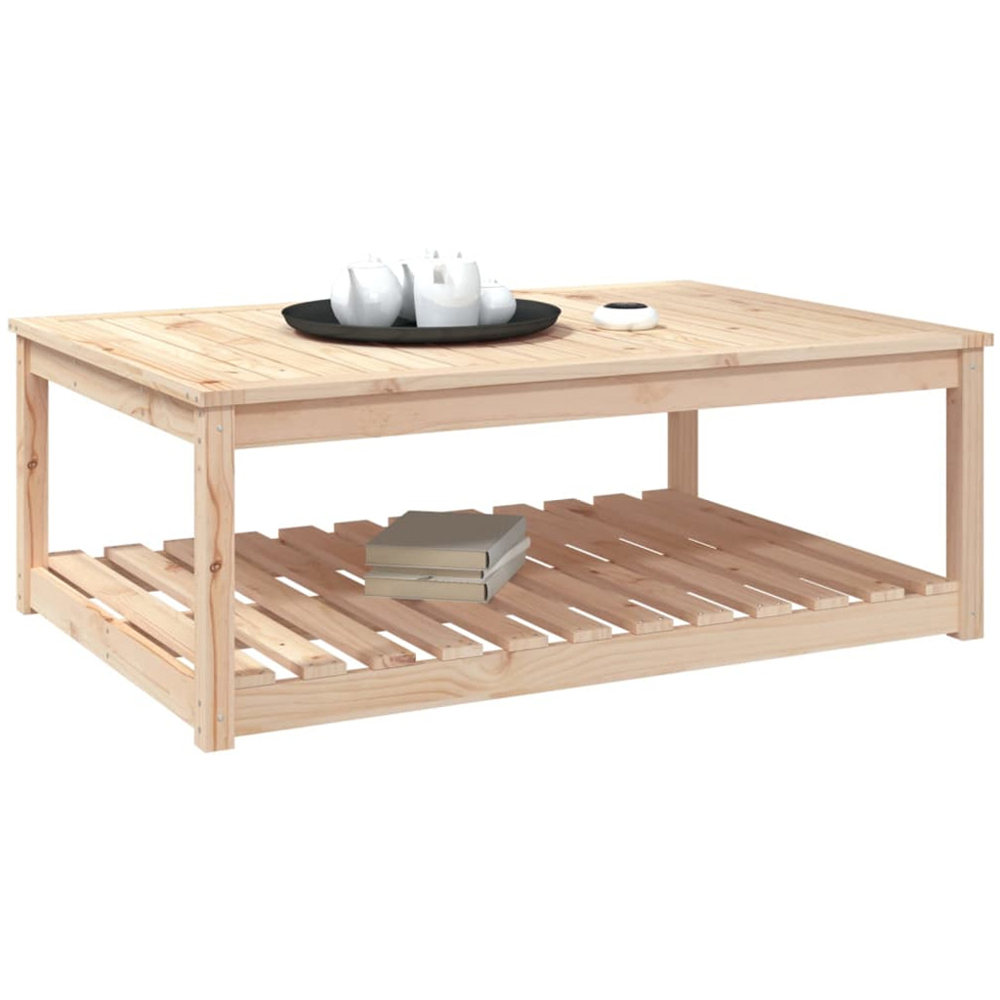 vidaXL Single Shelf Natural Solid Pine Wood Slatted Garden Table 121 x 82.5cm Image 5