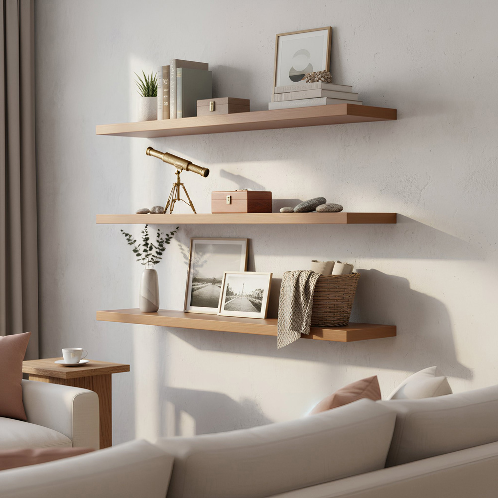 Harbour Housewares 100cm 6 Pack Walnut Floating Shelf Image 3