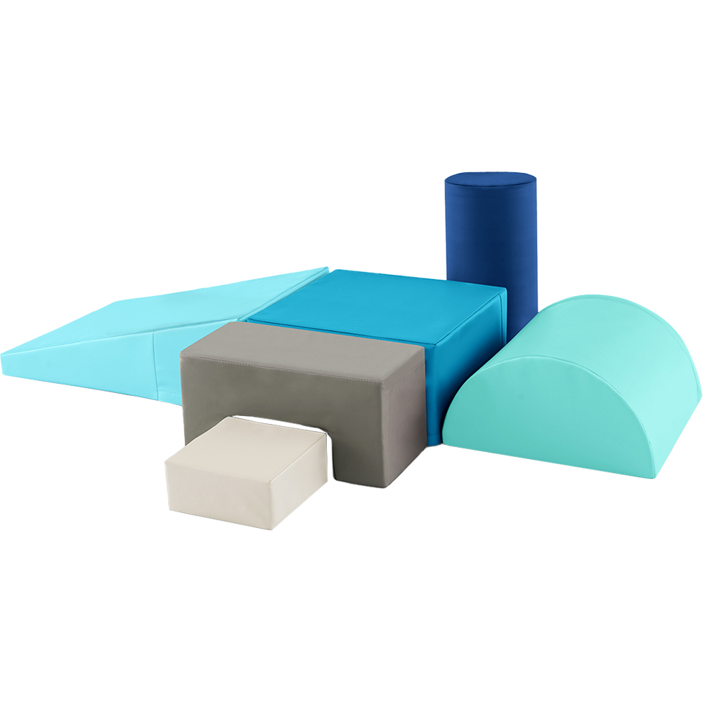 Costway Blue Toddlers Foam Climb and Crawl Playset 6 Piece Image 1