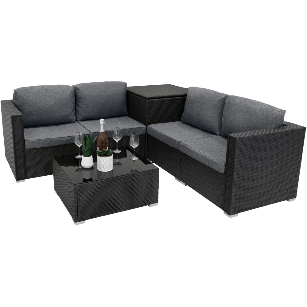 MonsterShop 6 Piece Black Rattan Modular Furniture Set Image 2