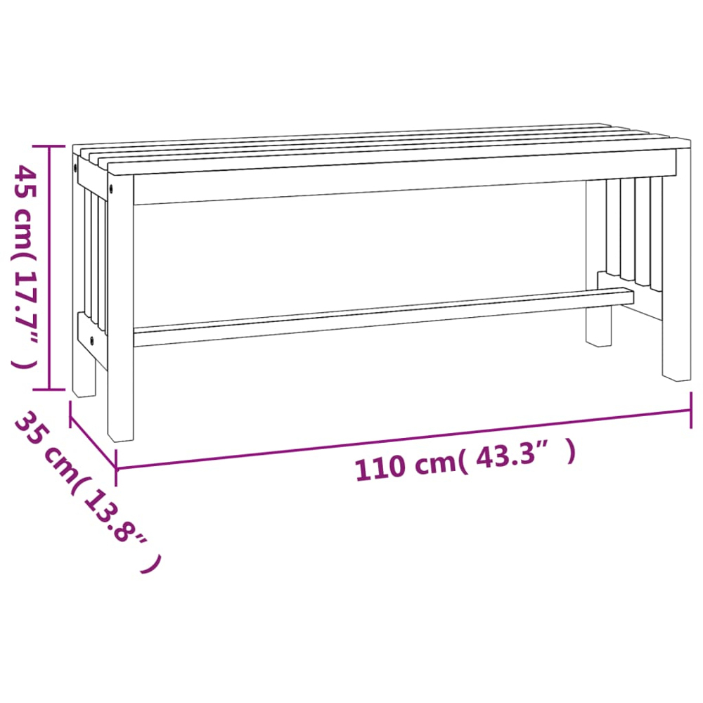 vidaXL 3 Seater Brown Solid Eucalyptus Wood Garden Bench Image 6