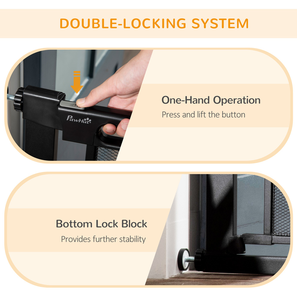 PawHut Black 75-103cm Stair Pressure Fit Pet Safety Gate Image 4