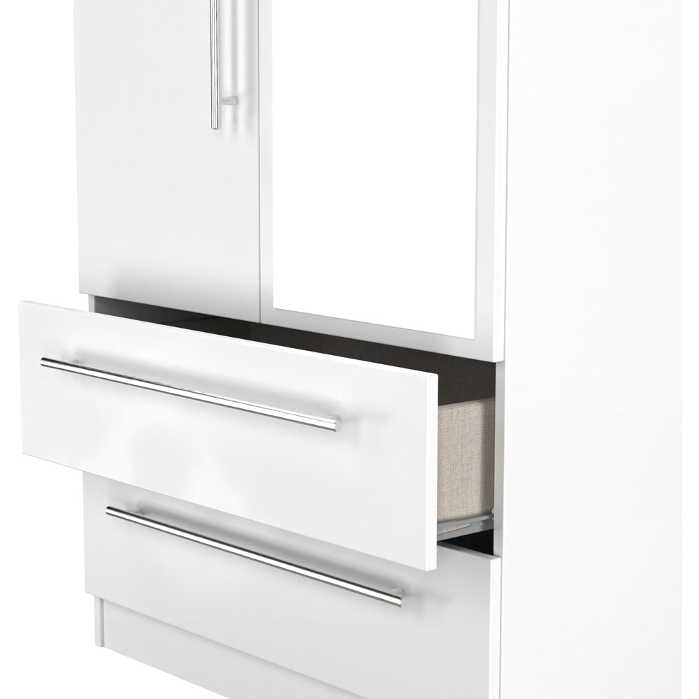 Crowndale Sherwood 2 Door 2 Drawer Double Mirror Wardrobe in Porcelain Matt Image 7