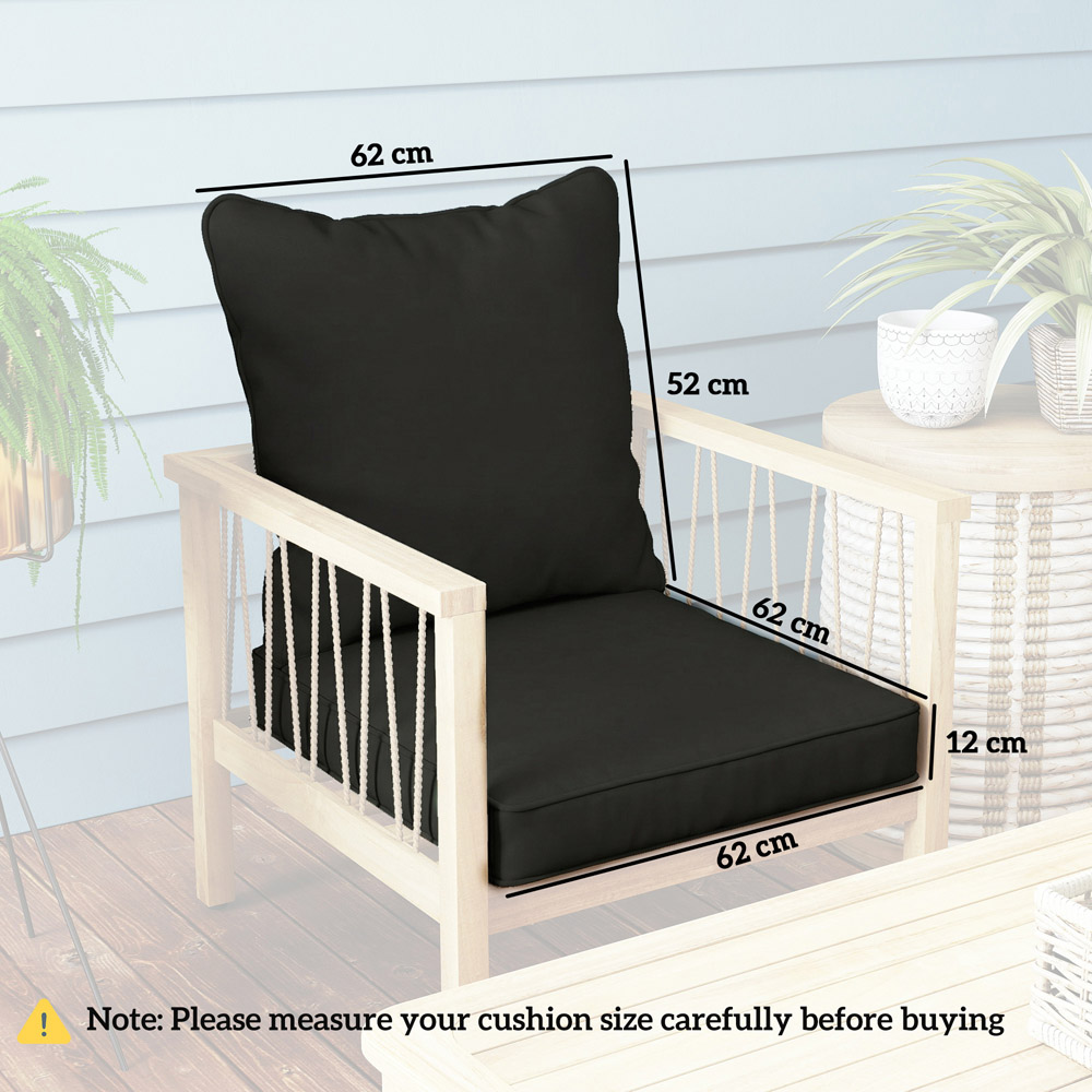 Outsunny Black Seat and Back Pad Garden Chair Cushion Set 62cm Image 9