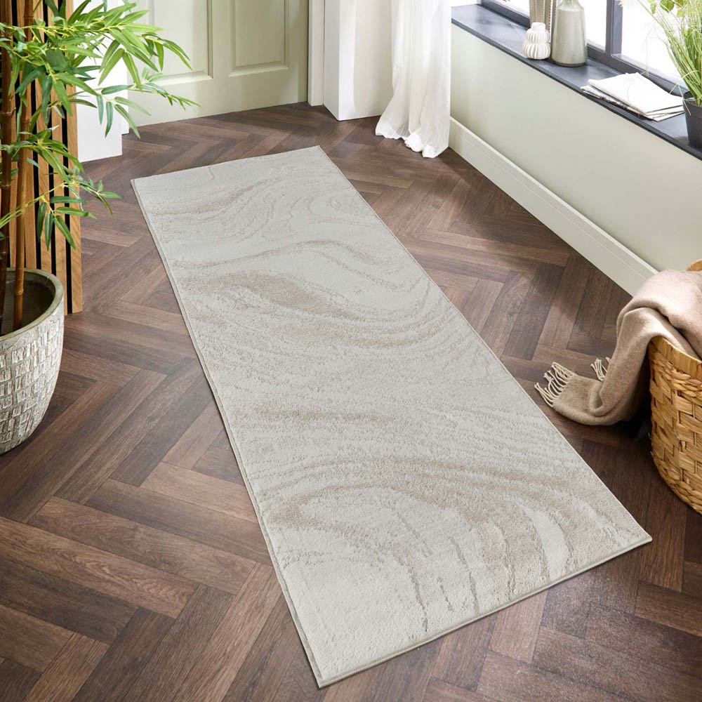 Desire Rugs Perla Beige Modern Abstract Action Resin Design Rug 60 x 220cm Image 2