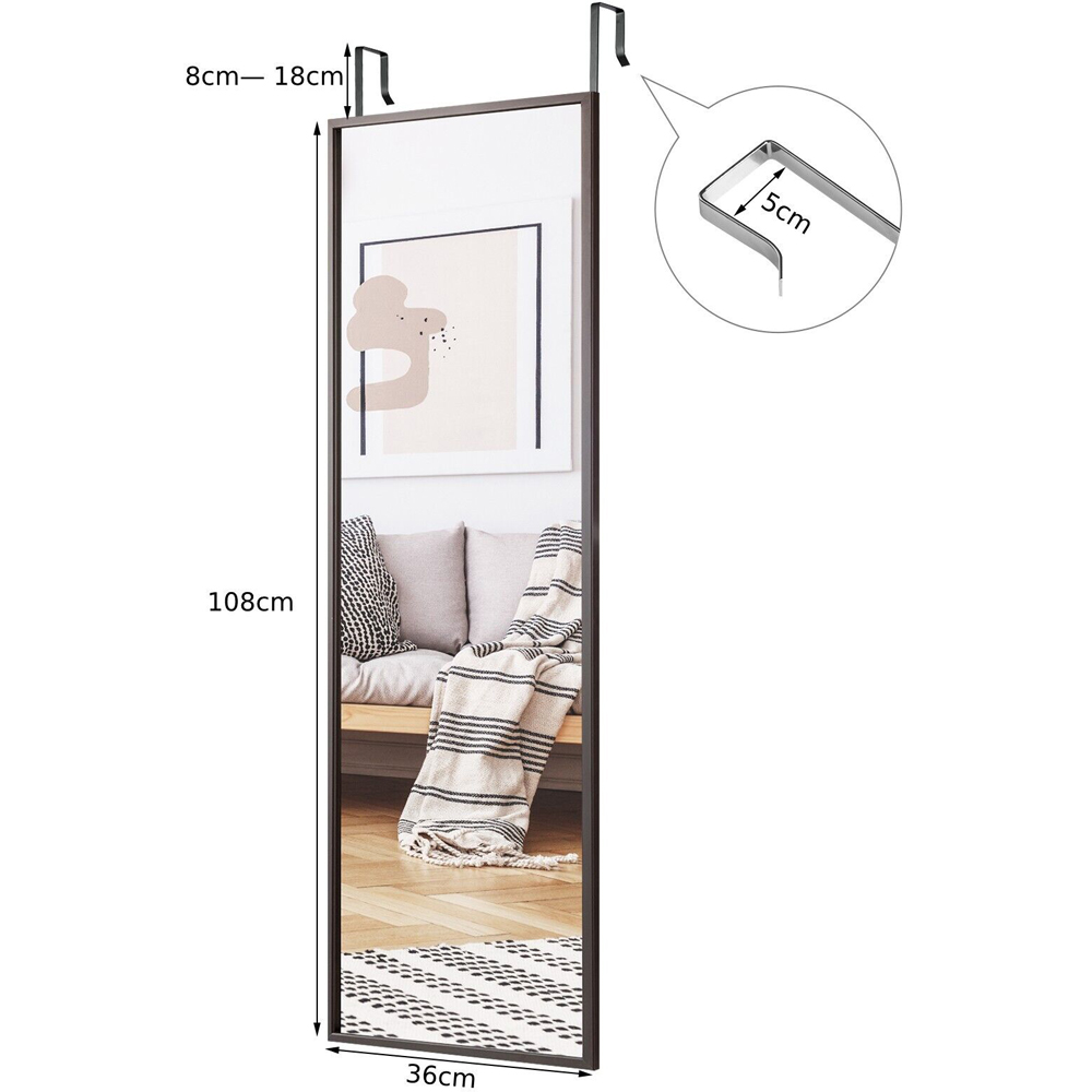 Costway Brown Full Length Wall Mirror 180 x 36cm Image 9
