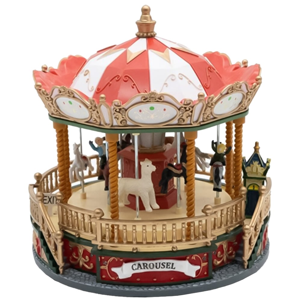 Marco Paul Multi Colour LED Carousel Christmas Scene Decoration Ornament Image 1