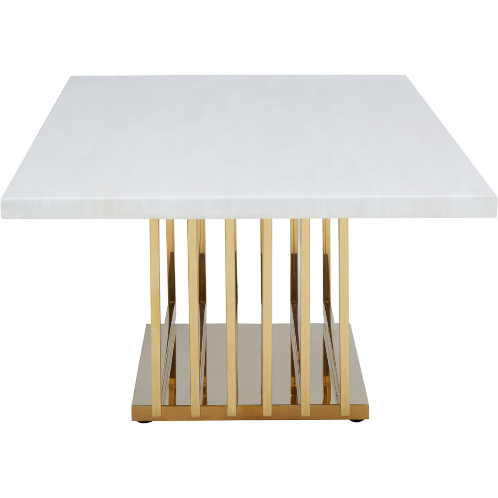 Premier Housewares Ivory White Marble Top Coffee Table with Gold Frame Image 4