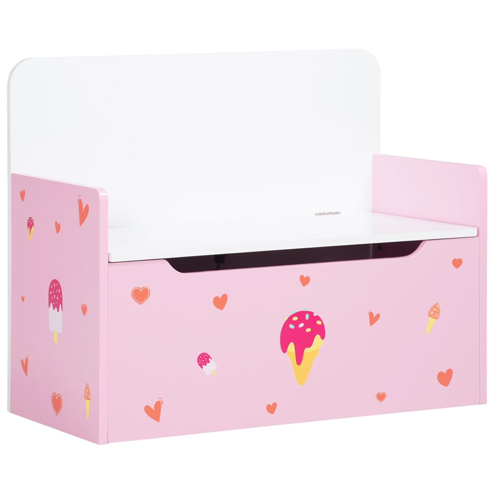 Playful Haven Pink Kids Storage Bench Image 2