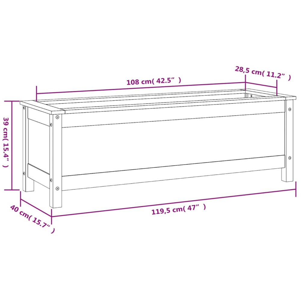 vidaXL Natural Solid Douglas Wood Raised Garden Bed 119.5 x 40 x 39cm Image 8