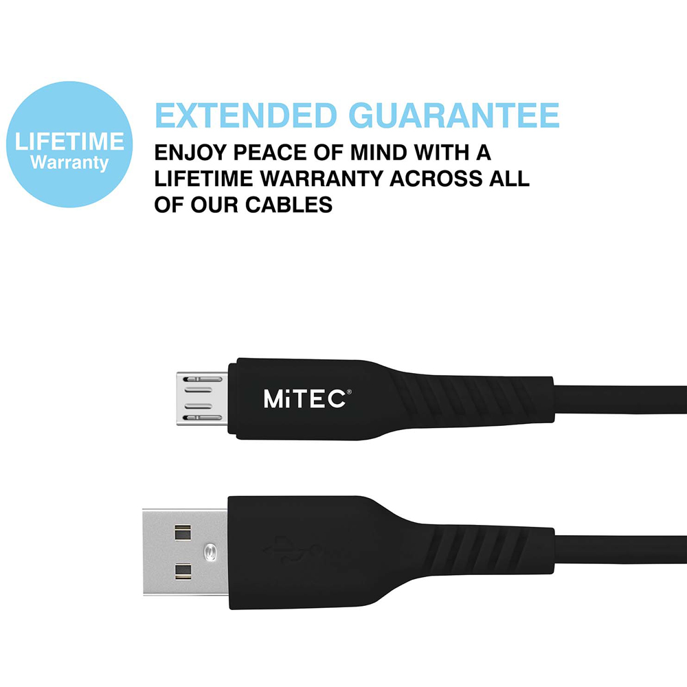 MiTEC MiPOWER Black Micro USB to USB-A Cable 1m Image 2
