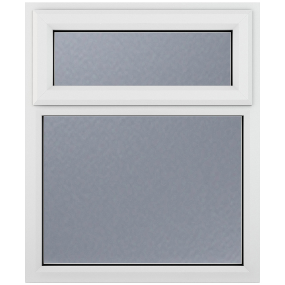 Crystal uPVC Triple Glazed Window Top Hung Over Fixed Light White Obscure Glass 1040x1190mm Image 1