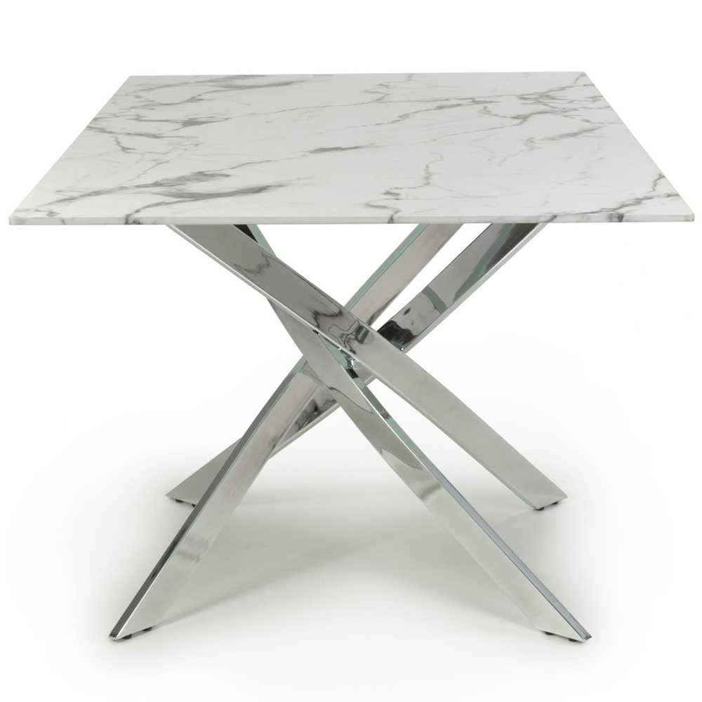 wilko Monaco 4 Seater Marble Glass Dining Table Chrome and White Image 4