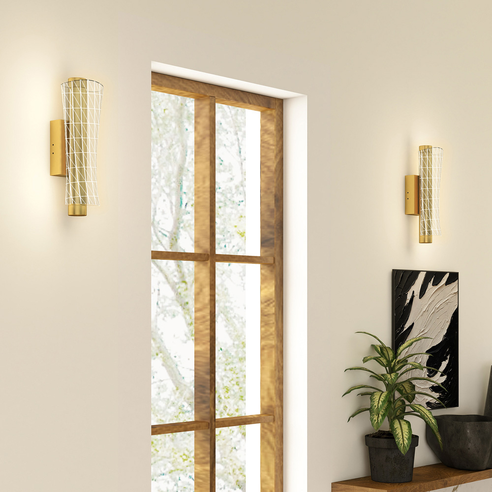 HOMCOM Gold Tone Modern Geometric LED Wall Light 2 Pack Image 5