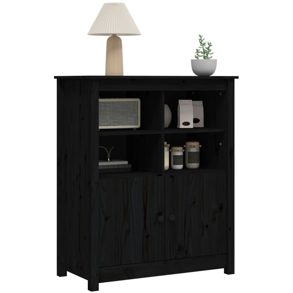 vidaXL 2 Door 4 Shelf Black Wooden Sideboard Image 4