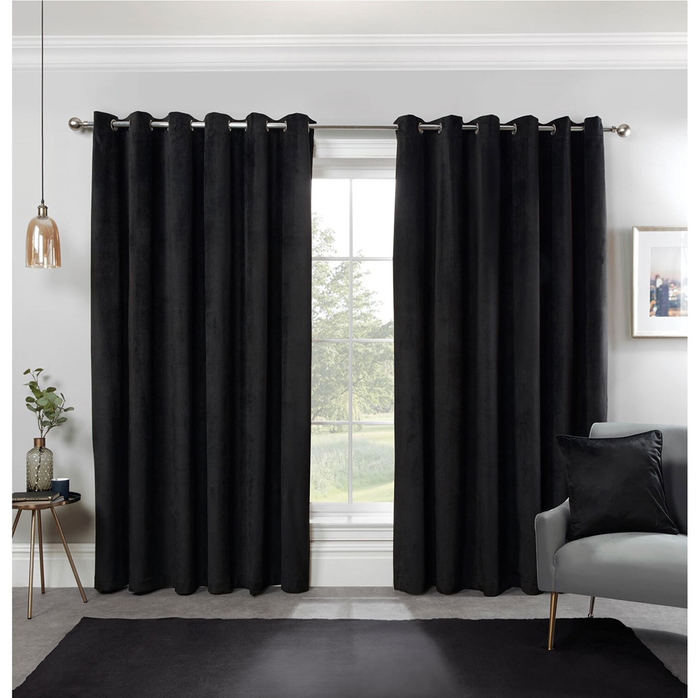 Divante Vermont Black Velvet Blackout Curtains 229cm Image 5