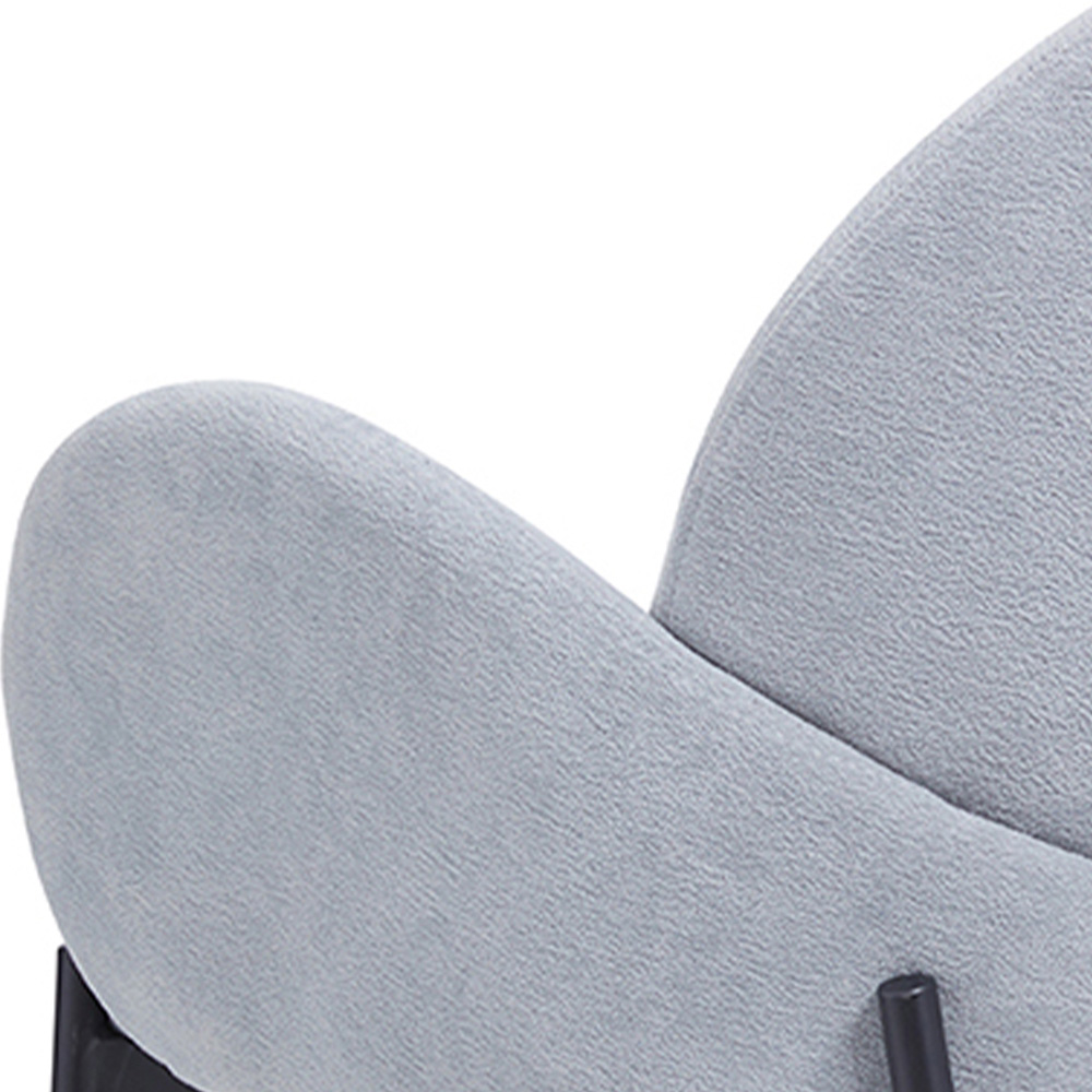 Living and Home Set of 2 Grey Upholstered Teddy Fleece Dining Chair with Armrests Image 5