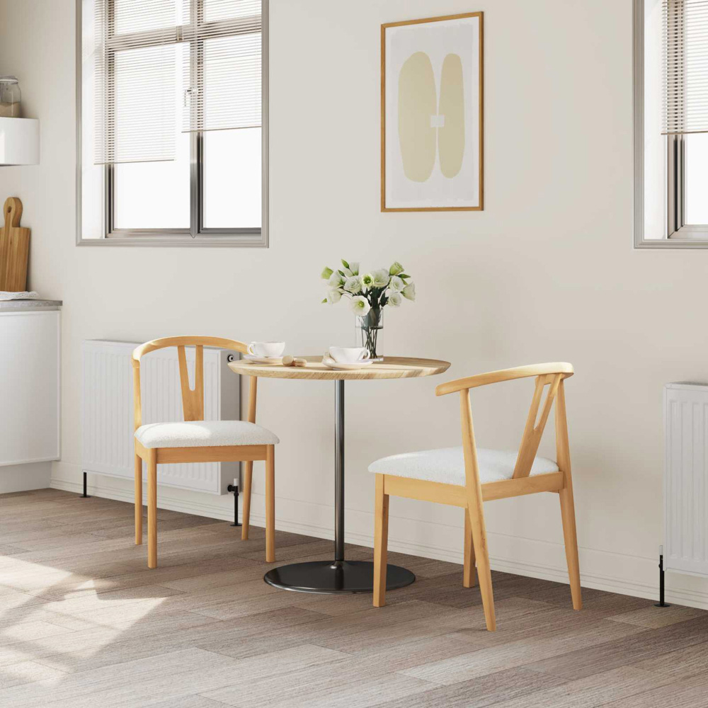 vidaXL Set of 2 Natural and White Rubberwood Dining Chairs Image 9