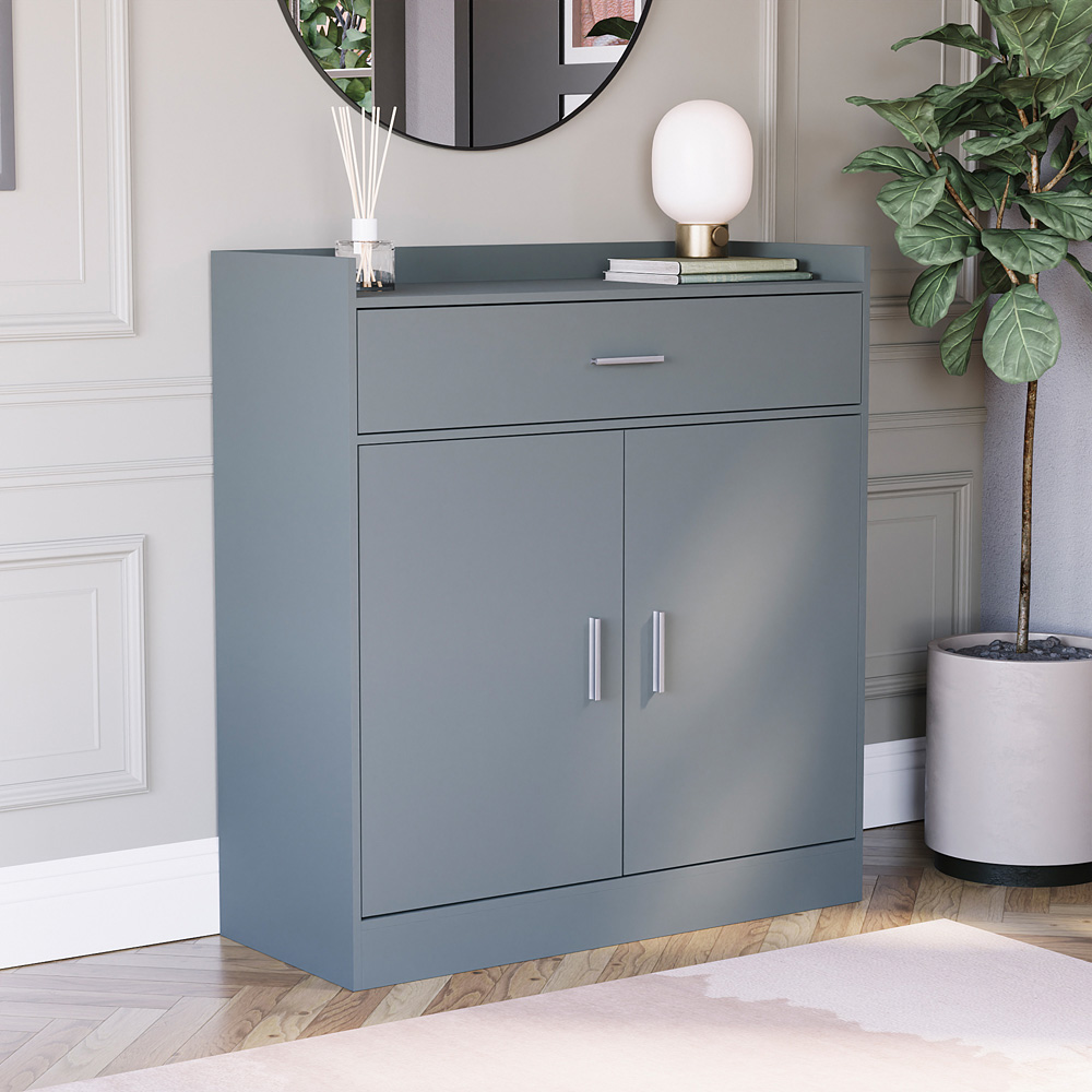 VIDA DESIGNS Dalby 2 Door Single Drawer Grey Shoe Cabinet Image 4