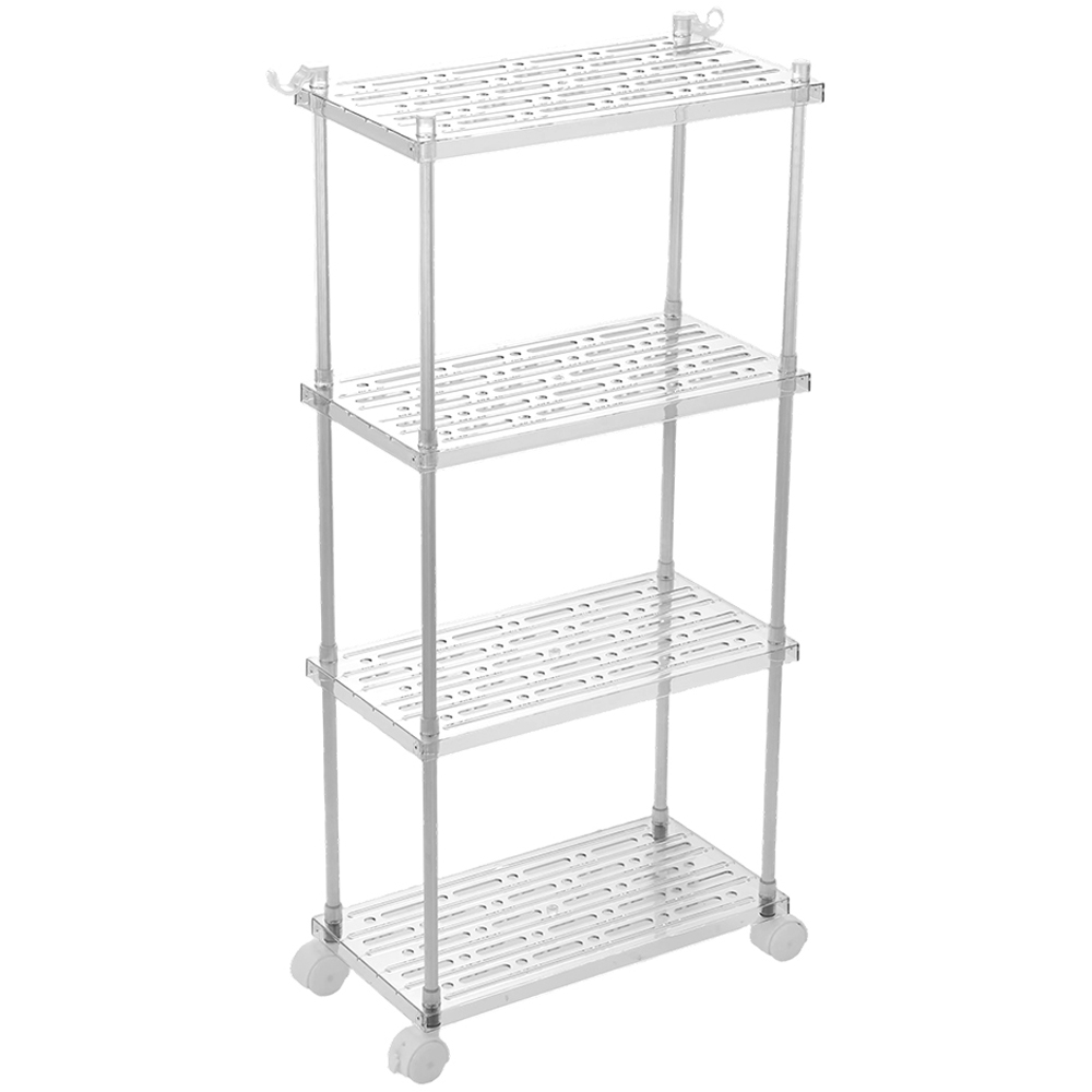 Living and Home 4-Tier Transparent and Silver Storage Cart Image 3