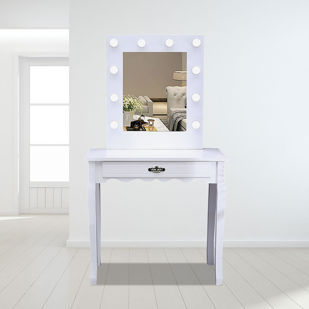 Living and Home White Vanity Dressing Table With Led Mirror Image 4