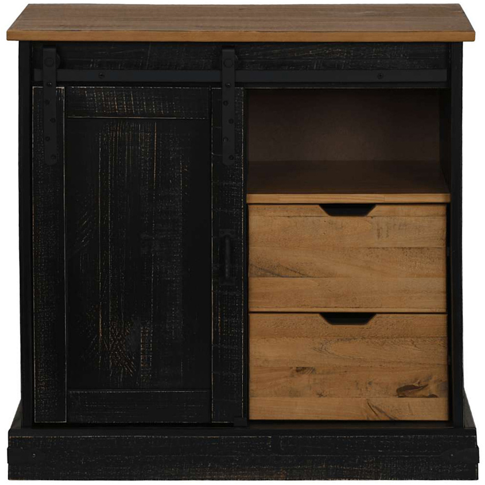 vidaXL Halden Single Door 2 Drawer Single Shelf Black Wooden Sideboard Image 3