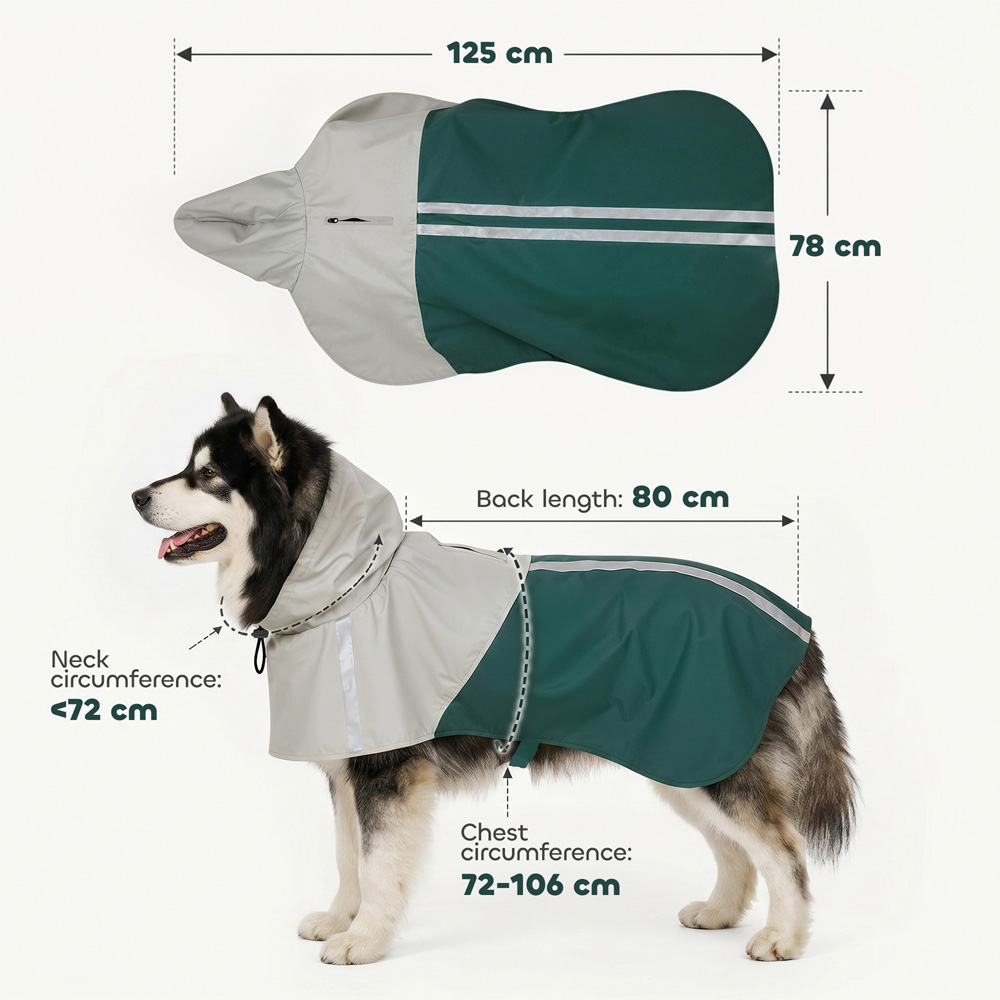 PawHut Green Dog Raincoat with Hood XL Image 9