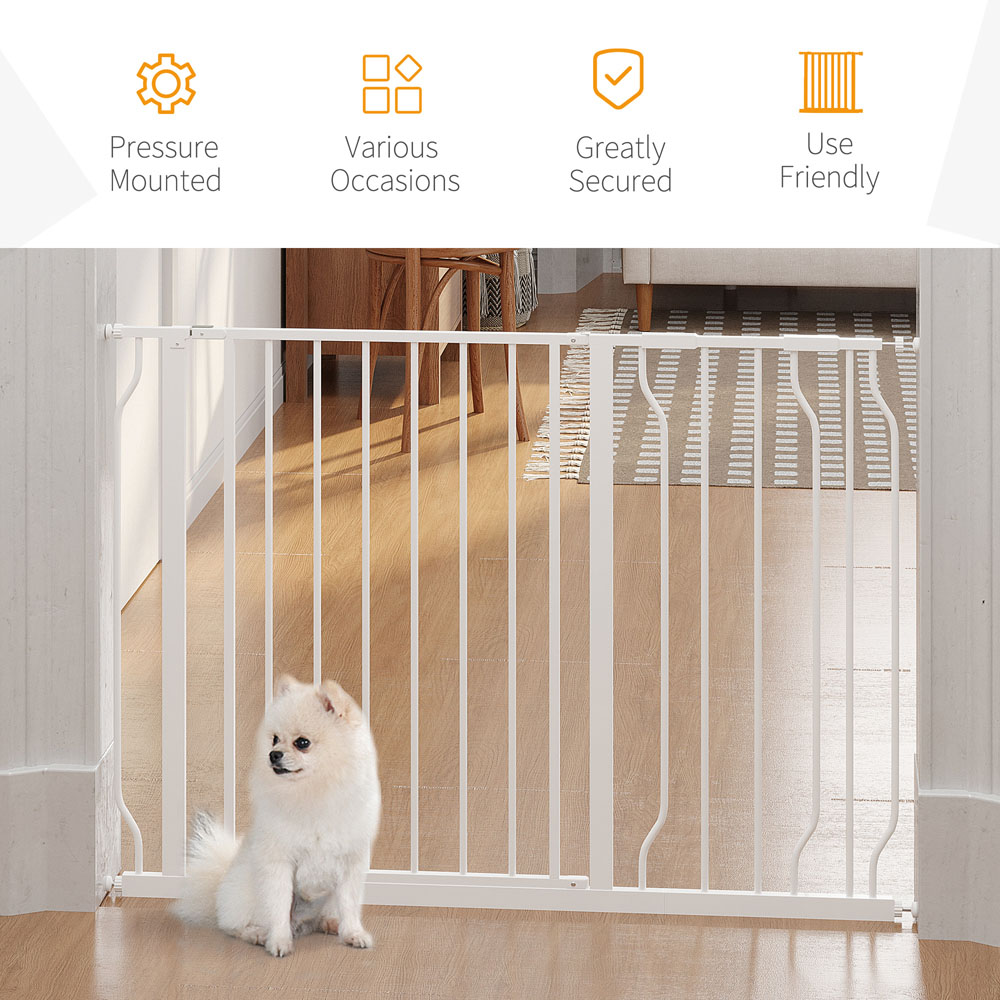 PawHut White 75-115cm Door Pressure Fit Wide Stair Pet Safety Gate Image 6
