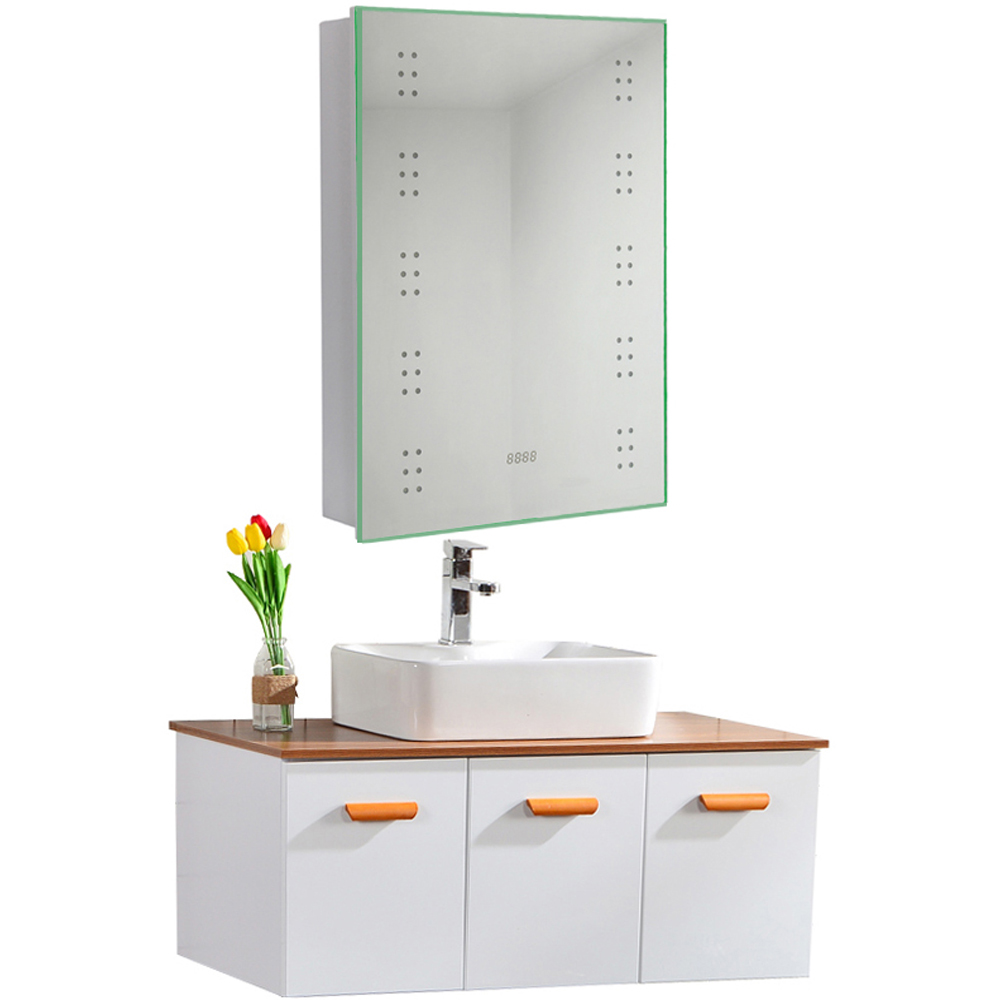 Living and Home LED Mirror Bathroom Cabinet with Demister Pad Image 4