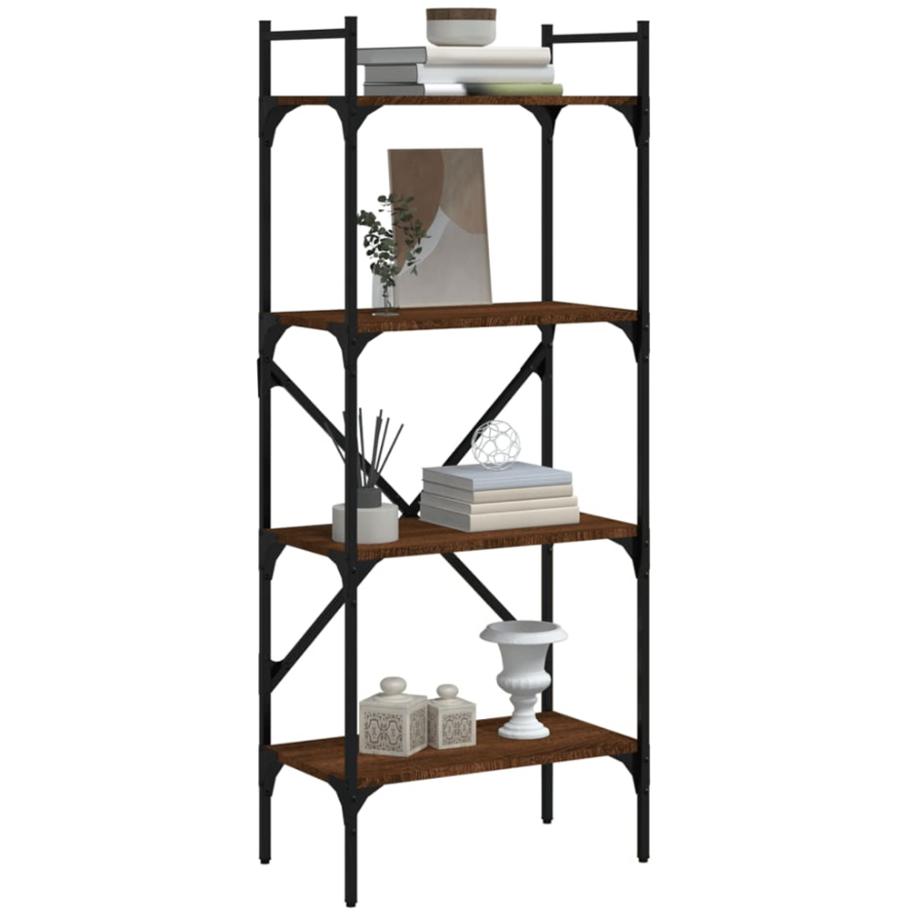 vidaXL 4 Shelf Brown Oak Bookcase Image 3