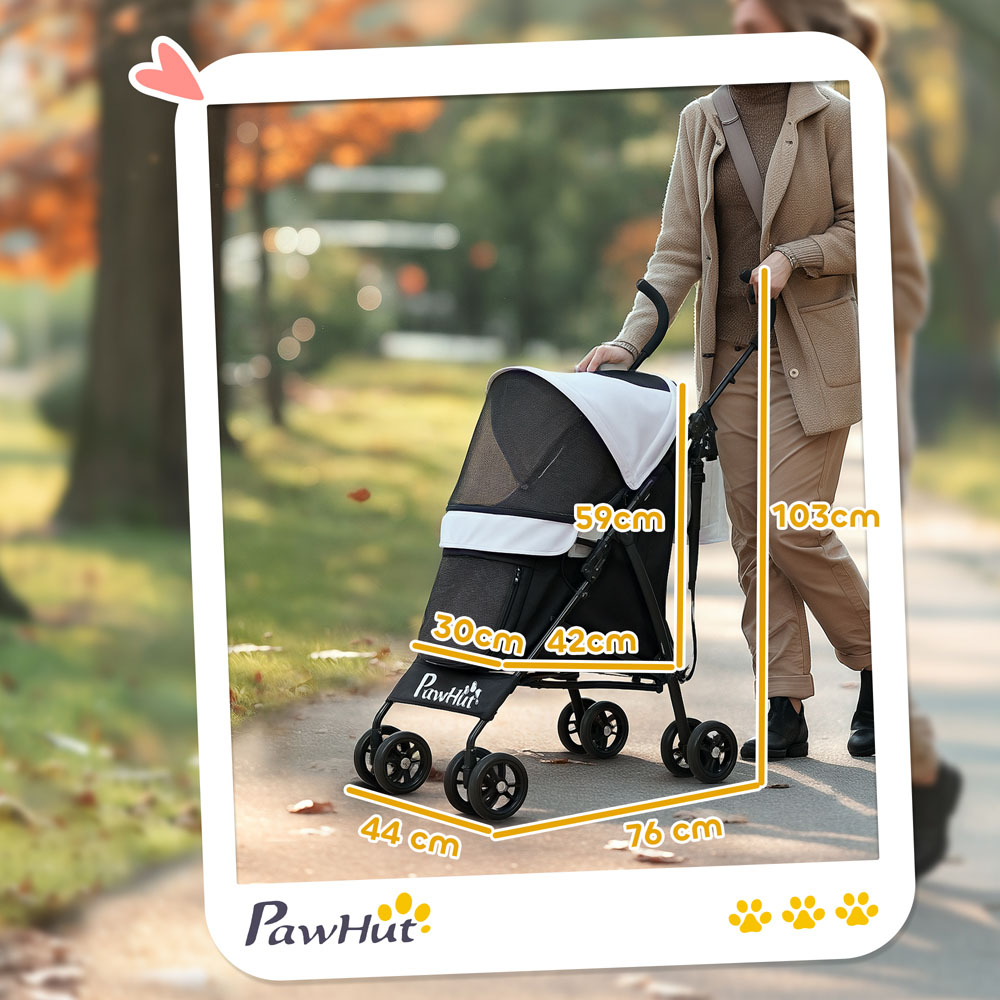 PawHut Light Grey Lightweight Foldable Mini Dog Stroller Image 9
