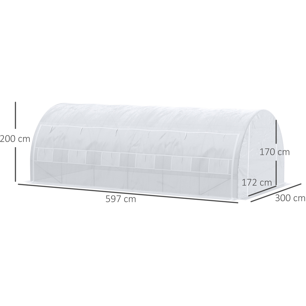 Outsunny White Plastic 10 x 19.5ft Polytunnel Greenhouse Image 8
