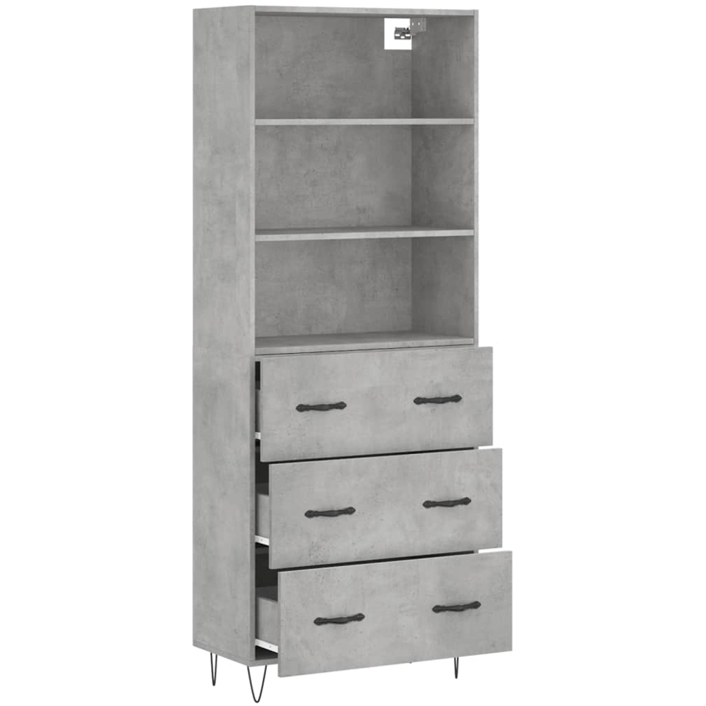 vidaXL 3 Drawer 3 Shelf Concrete Grey Tall Highboard Image 4