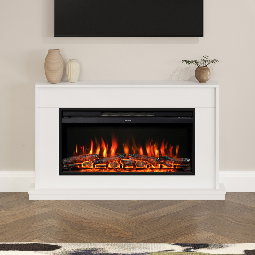Be Modern Farleigh Timber Ash White Electric Fireplace with Remote Control 2000W 52 inch Image 2